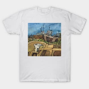 Fishing Boats Dungeness Beach Kent T-Shirt